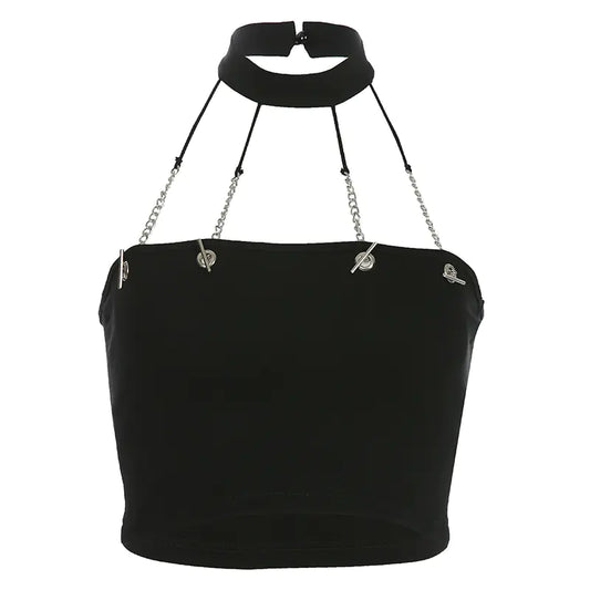 Style Loft Collection Boss Chicks Only Metallic Chain Crop Top