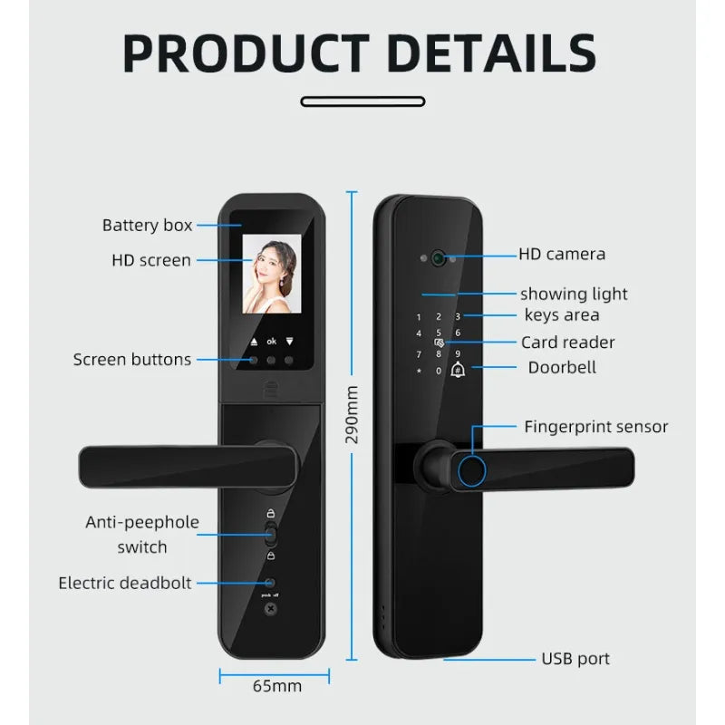 Style Loft Collection SecureStyle Intelligent Camera, Fingerprint, and Password Door Lock