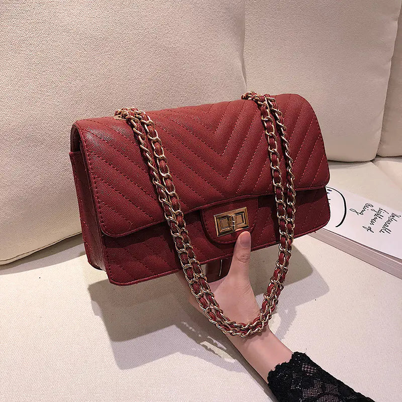 Style Loft Collection Vogue V-Pattern Chain Shoulder Bag