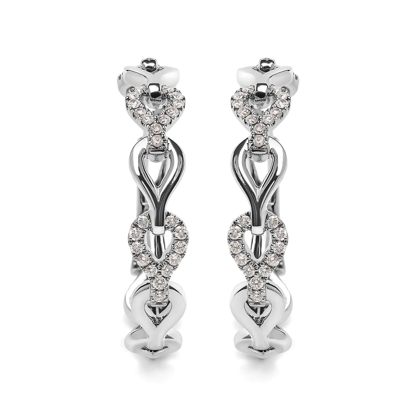 Style Loft Collection Open Link 14K White Gold 1/2 Ctw Diamond Hoop Earrings (G-H Color, SI1-SI2 Clarity)