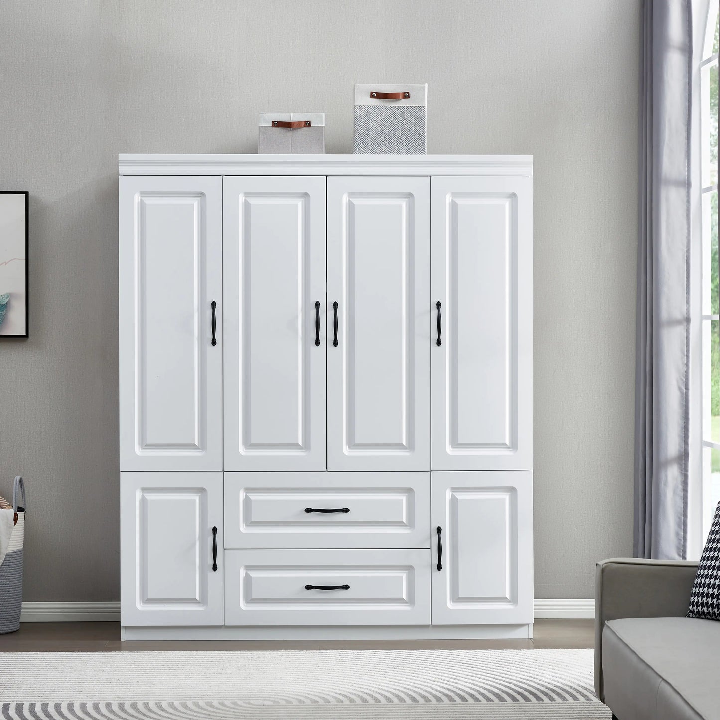 Style Loft Collection 74" H White Solid Wood Freestanding Wardrobe Closet