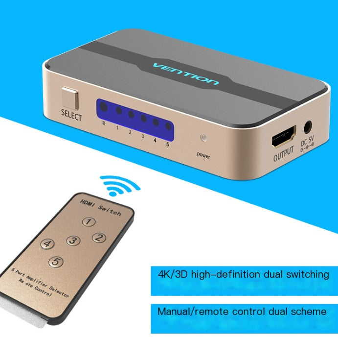 Style Loft Collection StyleTech 4K Ultra HD 5-in-1 HDMI Remote Control Switcher