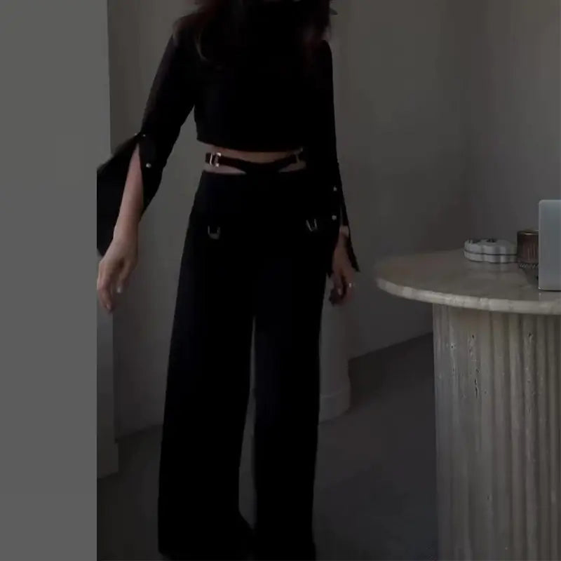 Style Loft Collection True in Brooklyn Crop Top and High-Waist Pants Set