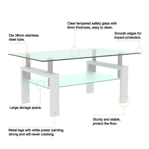 Style Loft Collection Elegant Glass Coffee Table