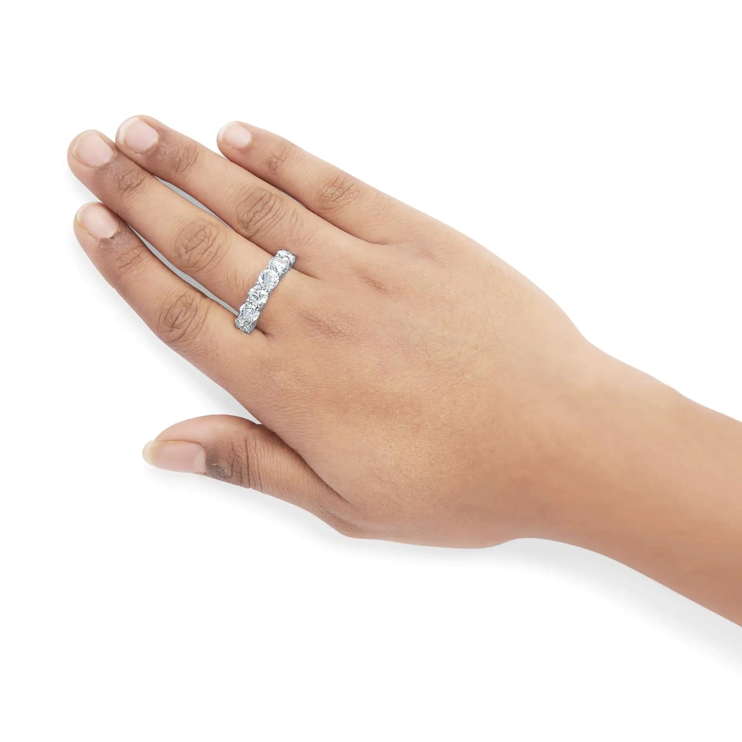 Style Loft Collection Band Ring 14K White Gold 3.0 Ctw Lab-Grown Diamond Shared Prong Set 6 Stone (G-H Color, VS2-SI1 Clarity)