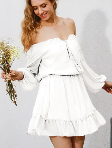 Style Loft Collection Kansas Lavender Fest Long Sleeve Off-Shoulder Dress