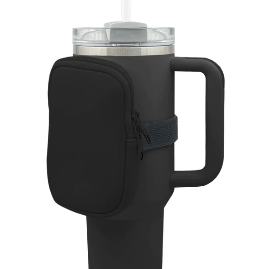 Style Loft Collection Water Bottle Pouch for Stanley Quencher Adventure 40oz & Stanley IceFlow 20oz 30oz Stanley Cup Bag for Women Stanley Tumbler Pocket for Gym Walking Running Sports Accessories (Black)