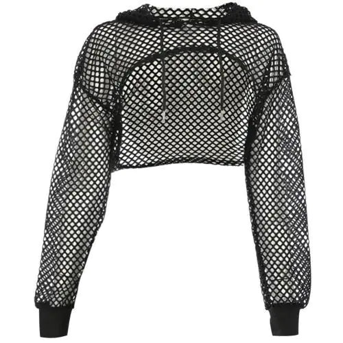 Style Loft Collection Push 2 Start Fishnet Crop Tank Top Hoodie