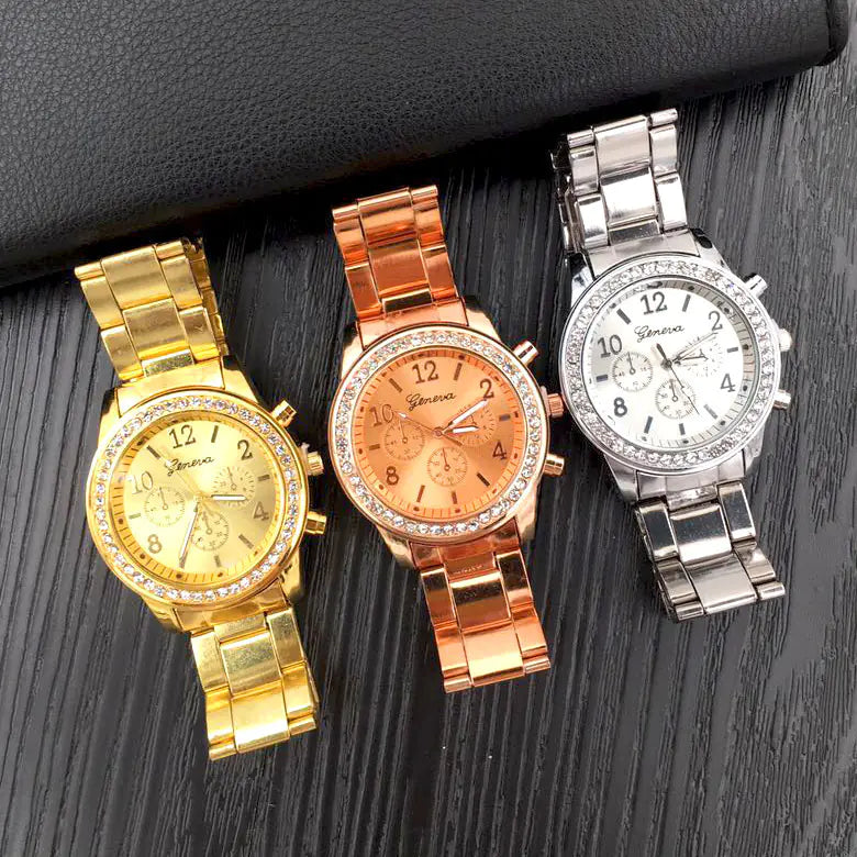 Style Loft Collection Geneva Studded Stainless Steel Quartz Watch