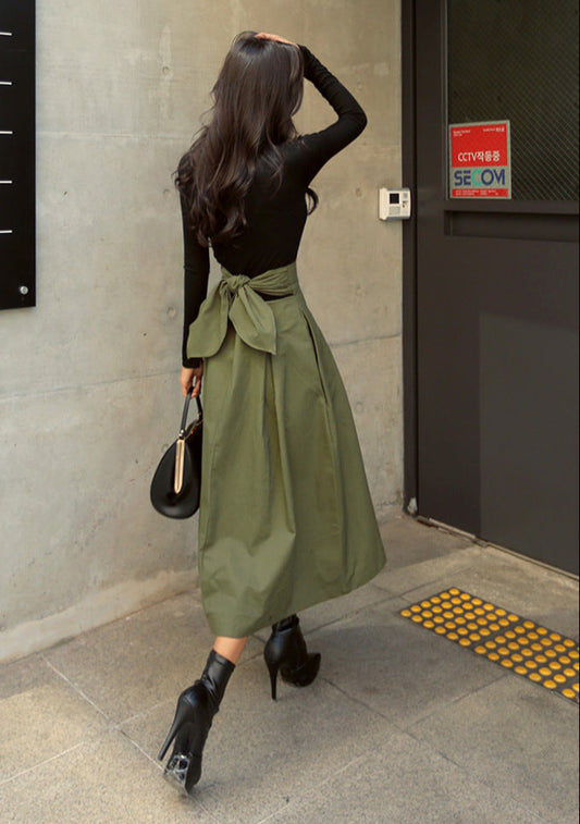 Style Loft Collection Vita Army Green Mid-Length Skirt