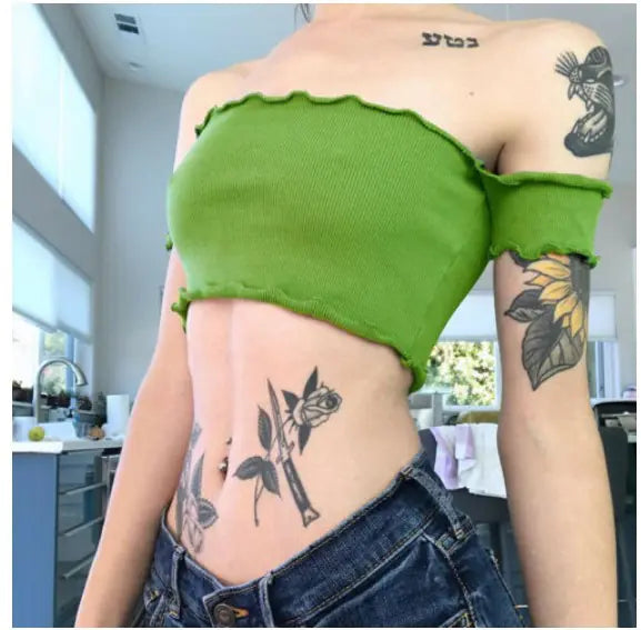 Style Loft Collection Green Mini Sleeveless Crop Top