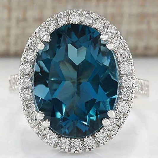 Style Loft Collection Peacock Feather Blue Diamond Zircon Ring.