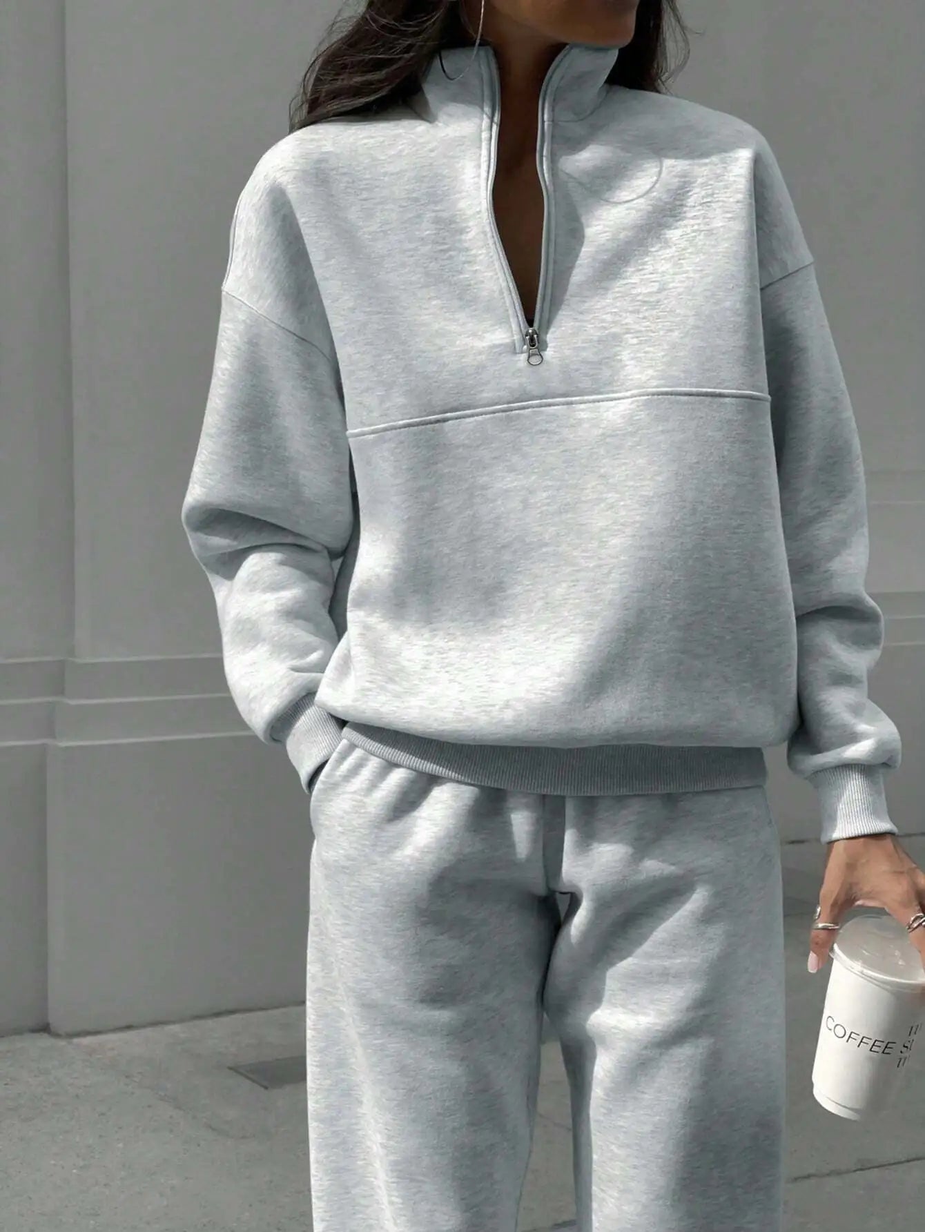 Style Loft Collection Lapel Zip Solid Leisure Suit