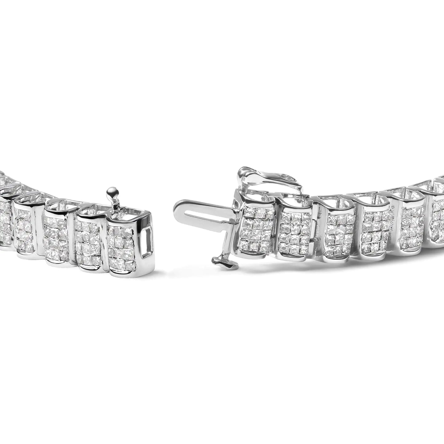 Style Loft Collection 14K Gold 5.00 Ctw Square Princess Cut White Diamond Rectangular Invisible Set Link Tennis Bracelet (H-I Color, SI2-I1 Clarity) - 7.25” Inches