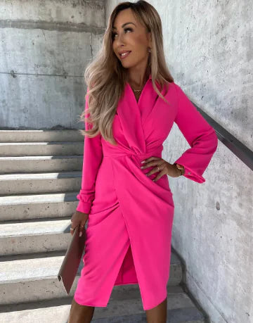 Style Loft Collection Lady In The Streets But A... Long Sleeve V-Neck Slit Hem Dress