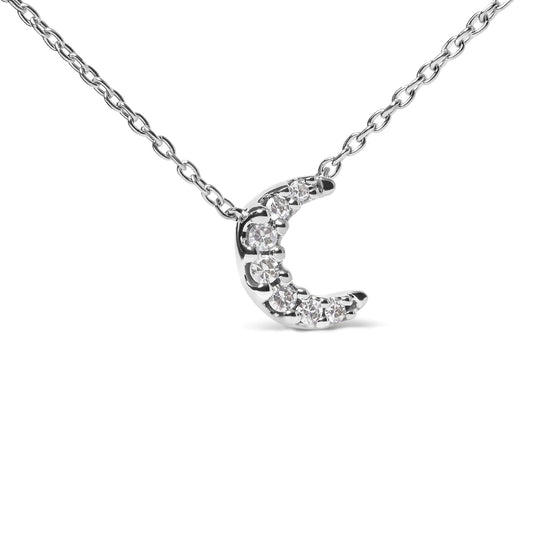 Style Loft Collection Crescent Moon Shaped 10K White Gold Diamond Accented 18" Inch Pendant Necklace (H-I Color, I1-I2 Clarity)