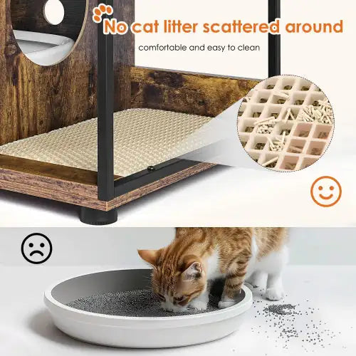 Style Loft Collection Dual Cat Litter Box Cabinet in Rustic Brown