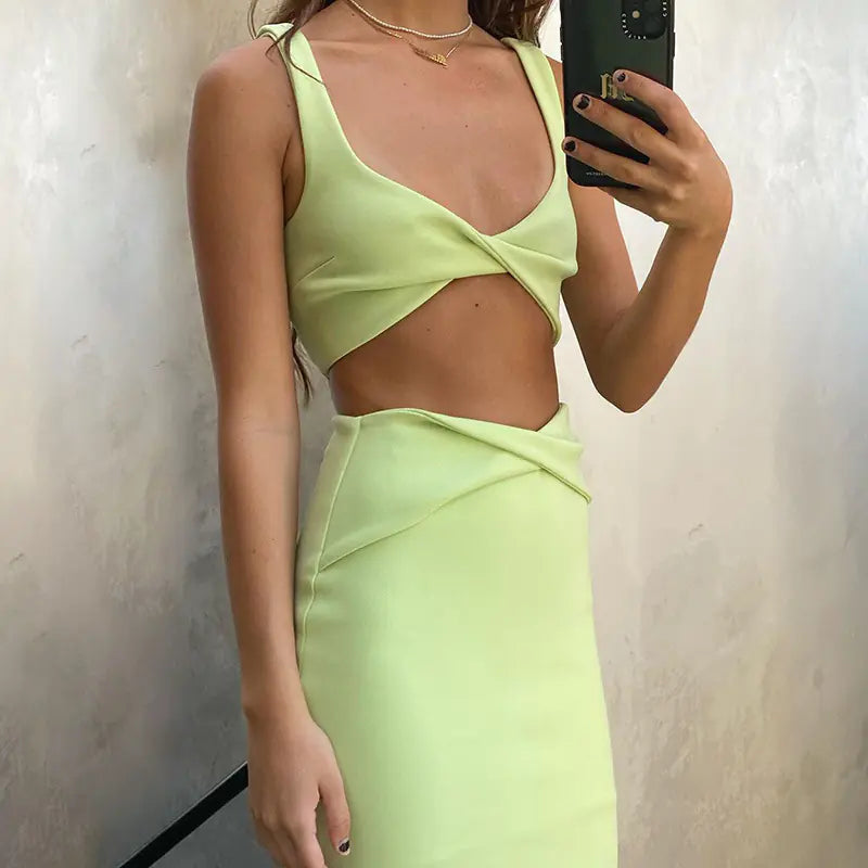 Style Loft Collection Panama City Crop Top and High-Slit Skirt Set