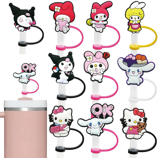 Style Loft Collection 10 Pcs Straw Cover Cap for Stanley Cup 10mm Reusable Straw Topper for Stanley 30&40 Oz Tumbler Straw Tip Covers for Stanley Cup Accessories (10mm Kawaii)
