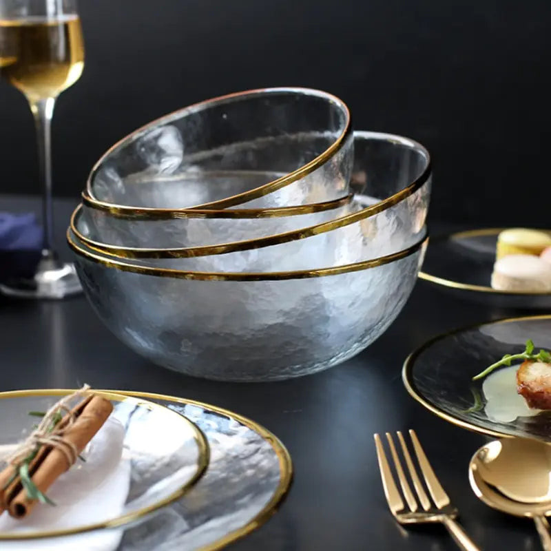 Style Loft Collection Gold-Trimmed Glass Bowl