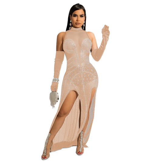 Style Loft Collection Hot Mesh See-Through Drilling Dress