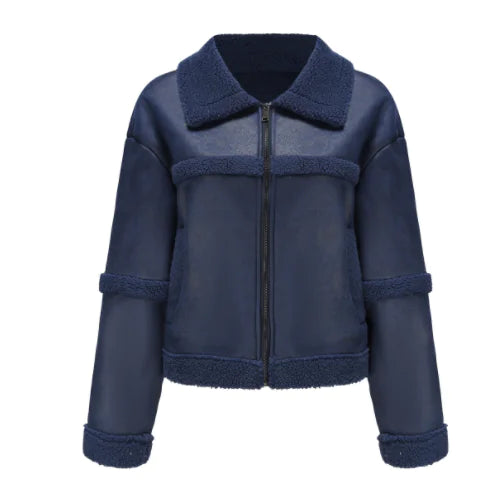 Style Loft Collection Petite Reversible Shearling and Vegan Leather Jacket