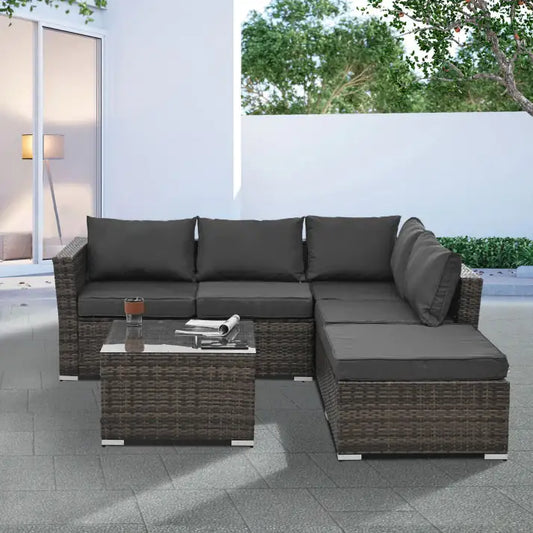 Style Loft Collection Outdoor Wicker Patio Furniture with Tempered Glass Coffee Table