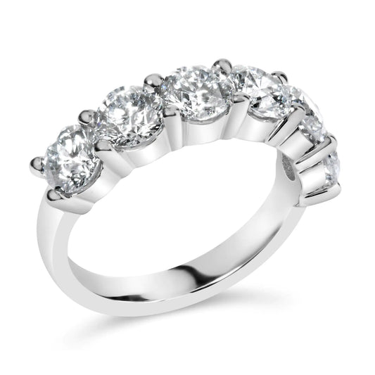 Style Loft Collection Band Ring 14K White Gold 3.0 Ctw Lab-Grown Diamond Shared Prong Set 6 Stone (G-H Color, VS2-SI1 Clarity)