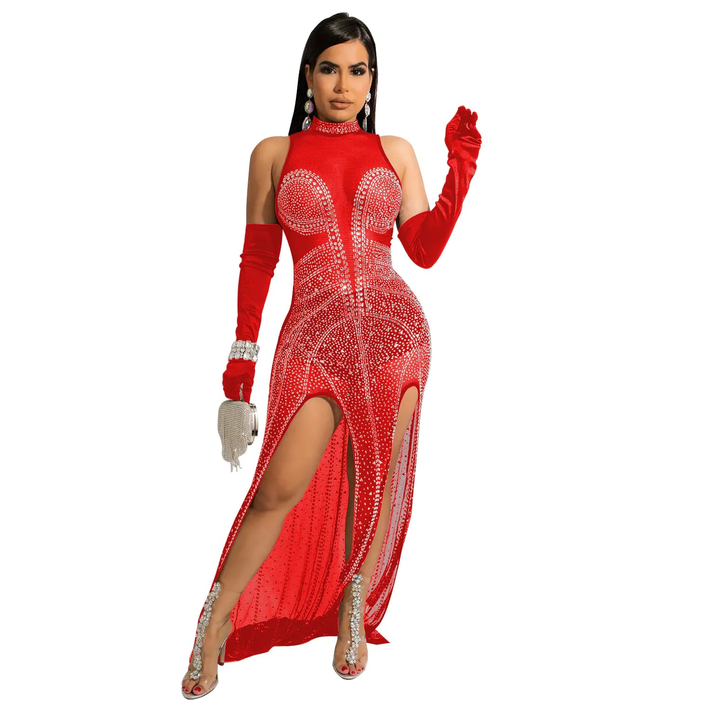 Style Loft Collection Hot Mesh See-Through Drilling Dress