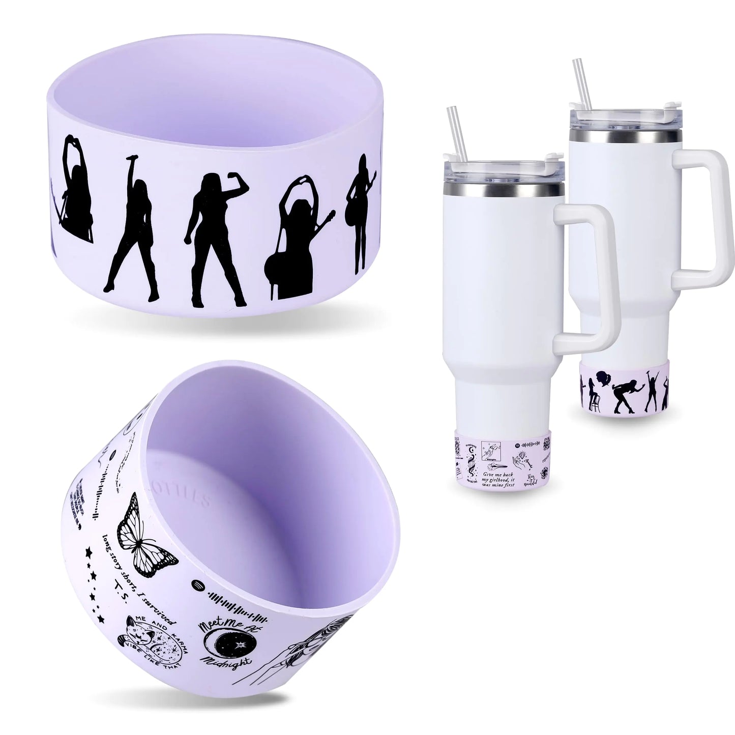 Style Loft Collection 2pcs Purple Stanley Cup Boot 40oz Purple Stanley Boot Silicone Boot for Stanley 40oz Hydro Flask Water Bottles (Purple)