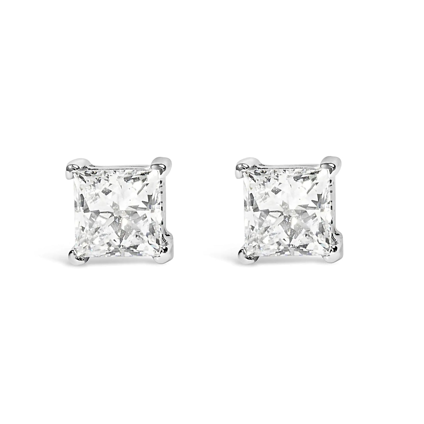 Style Loft Collection 14K White Gold Princess Cut Lab-Grown Diamond Solitaire Stud Earrings (F-G Color, VS2-SI1 Clarity)