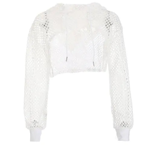 Style Loft Collection Push 2 Start Fishnet Crop Tank Top Hoodie