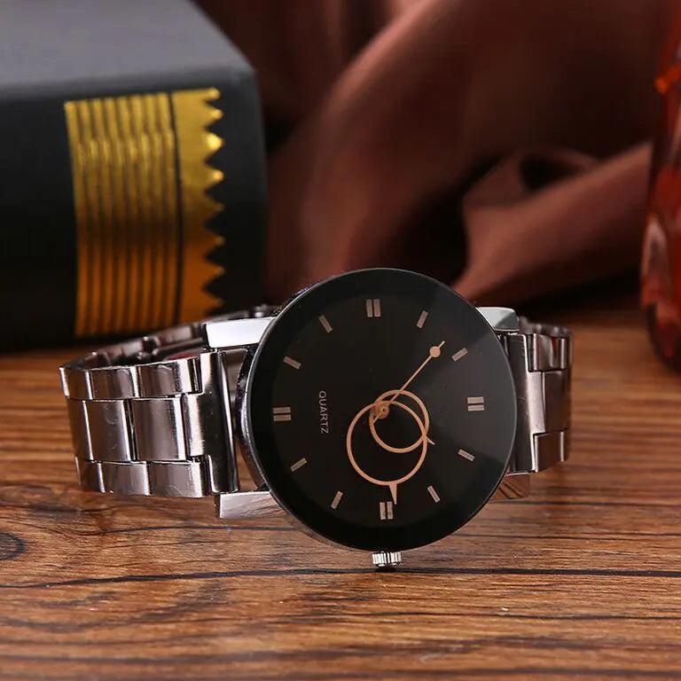 Style Loft Collection Black and Steel Band Couples Watch