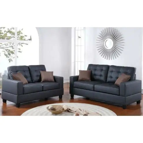 Style Loft Collection 2pc Tufted Vegan Leather Living Room Sofa Set