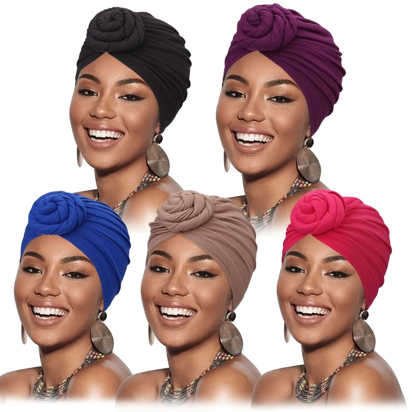 Style Loft Collection 5 Pack Pre-Knotted African Headwraps