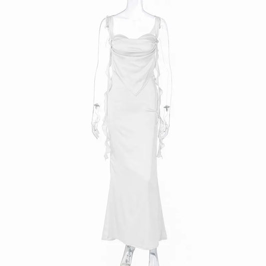 Style Loft Collection Arboretum Lights Lace Sling Ruffled Backless Ribbon Dress