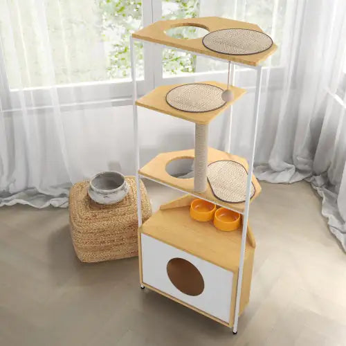 Style Loft Collection Feline Corner Funhouse with Feeder & Climber