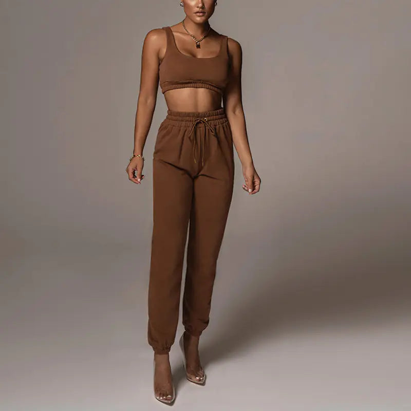 Style Loft Collection Catch Me In The Mall Crop Top and Drawstring Pants Set
