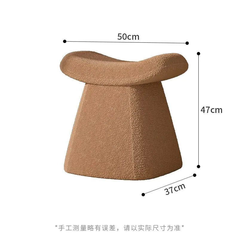 Style Loft Collection Plush Cashmere and Solid Wood Minimalist's Dream Vanity Stool