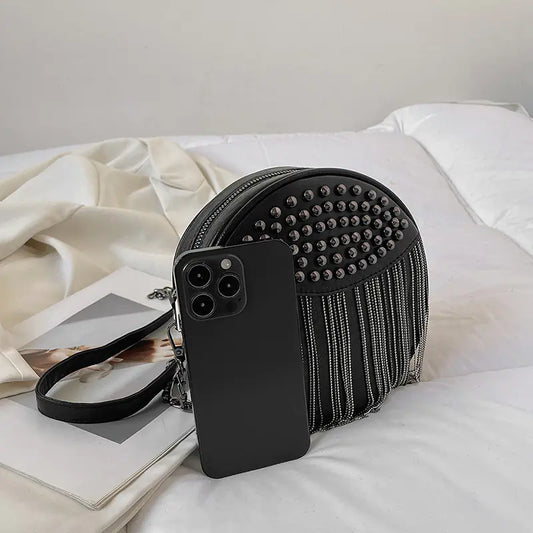 Style Loft Collection Round Tassel Crossbody Shoulder Bag