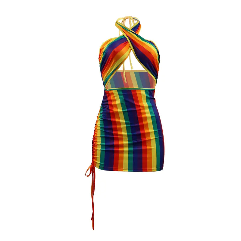 Style Loft Collection Backless Tie Dye Halter Mini Dress