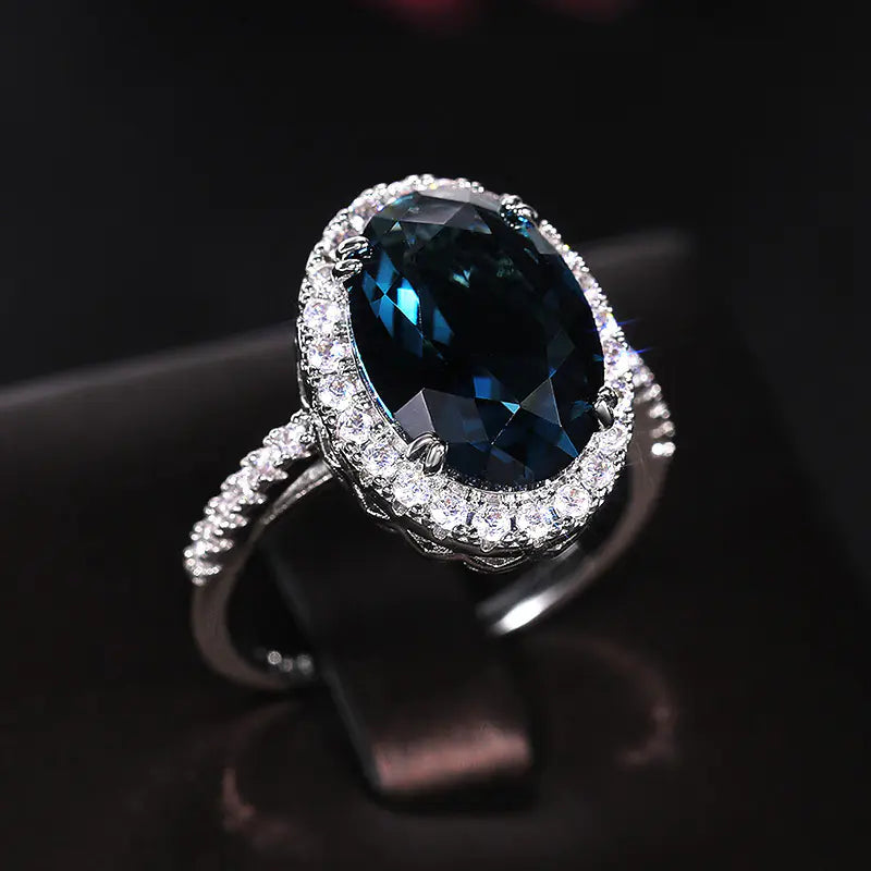 Style Loft Collection Peacock Feather Blue Diamond Zircon Ring.
