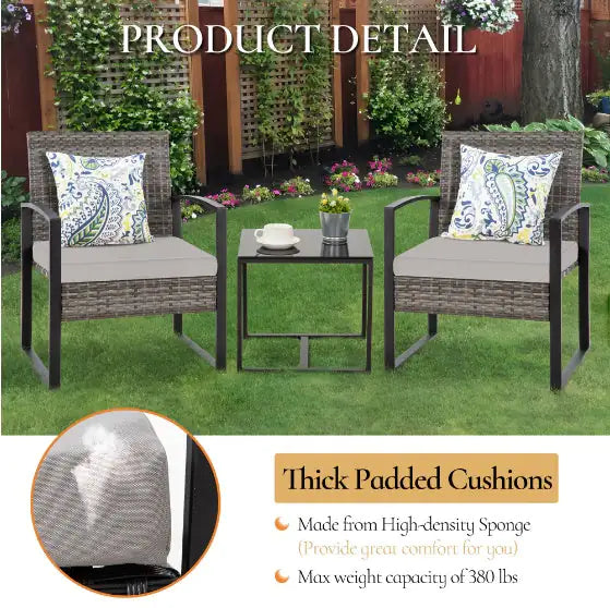 Style Loft Collection 3-Piece Grey Rattan Outdoor Set