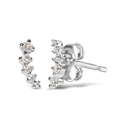 Style Loft Collection Journey Style Climber 10K White Gold 1/10 Ctw Diamond Stud Earrings (H-I Color, I1-I2 Clarity)