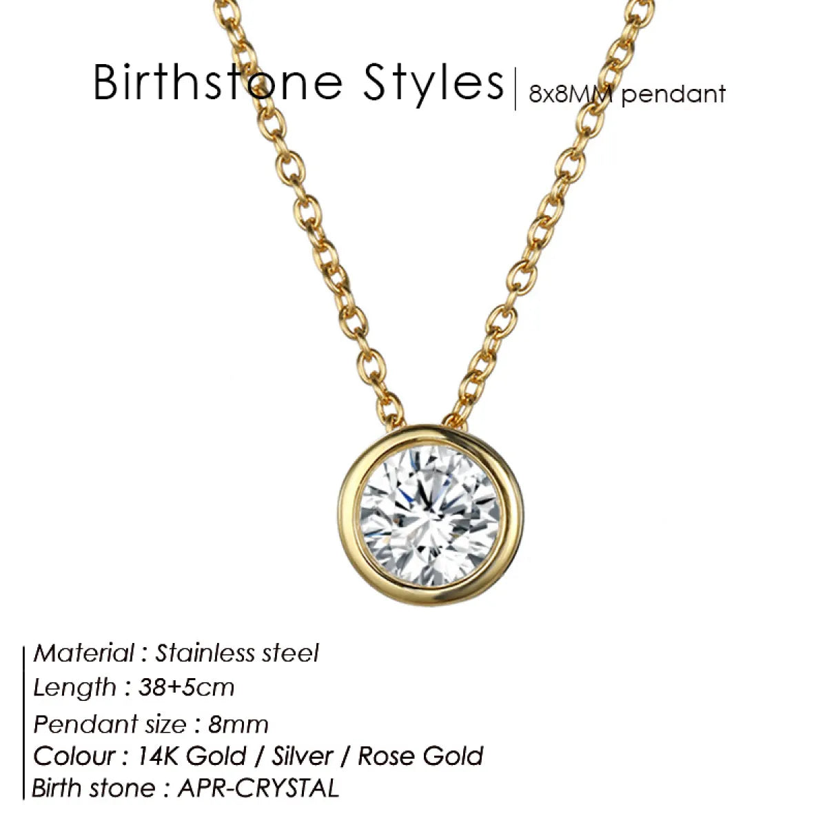 Style Loft Collection Stainless Steel Birth Gemstone Necklace