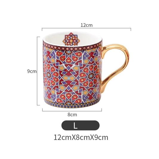 Style Loft Collection Moroccan Style Gold-Trimmed Ceramic Mug