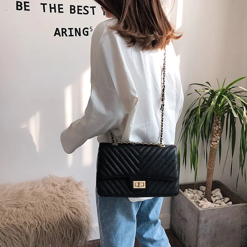 Style Loft Collection Vogue V-Pattern Chain Shoulder Bag