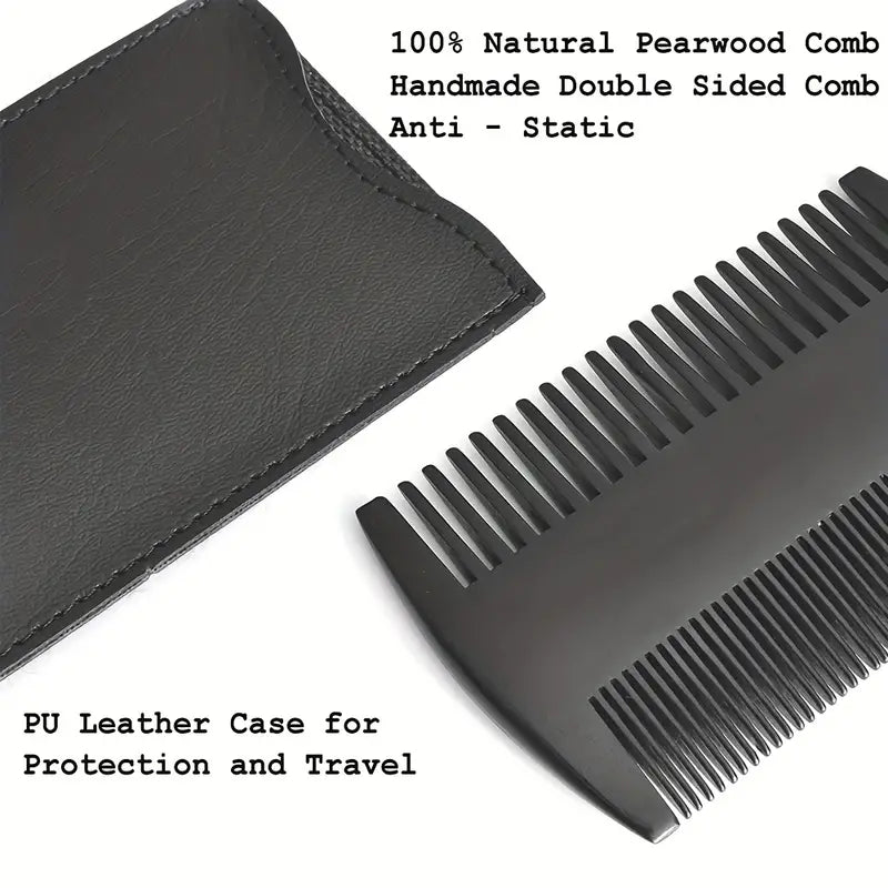 Style Loft Collection Beard Grooming Kit with Wooden Comb, Boar Bristle Brush, and Steel Scissors