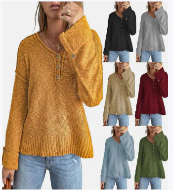 Style Loft Collection Laptop At The Coffeeshop Loose Button Knitted Sweater