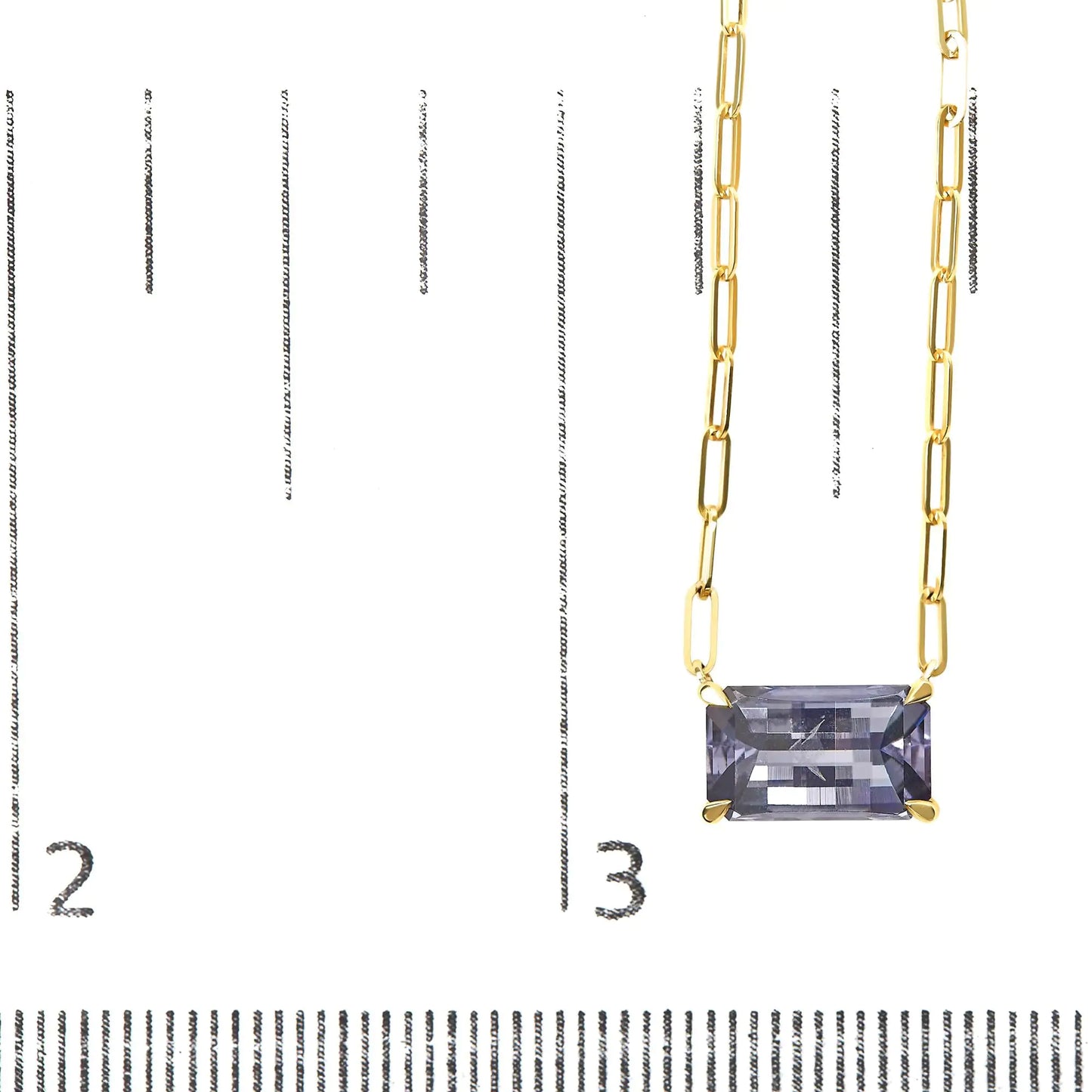Style Loft Collection Pixel Cut Emerald Bicolor Tanzanite 14K Yellow Gold Natural 2 7/8 Ctw Pendant Necklace with Paperclip Chain - 18 Inches
